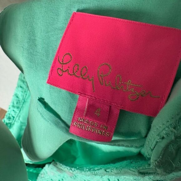 Lilly Pulitzer Dress Size 4 Mint Green Halter Eyelet Lace Midi Collared Resort - Picture 3 of 6